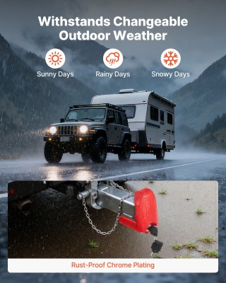 VEVOR Κλειδαριά Τρέιλερ Αντι-Κλοπής για Συμπλέκτες 46-58.7 mm, με 3...