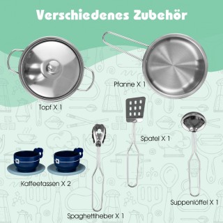 Costway Σετ Παιχνιδιού Κουζίνας 2 Τεμαχίων για Παιδιά με Ρεαλιστικά...