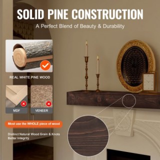 Ρουστίκ Ξύλινο Ράφι Τζακιού VEVOR 182.8x20.3x12.7cm Ανοιχτό Καφέ ... Ρουστίκ Ξύλινο Ράφι Τζακιού VEVOR 182.8x20.3x12.7cm Ανοιχτό Καφέ ...