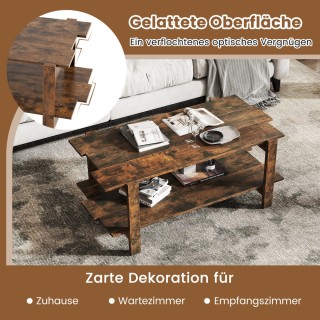 Costway Στυλάτο Τραπεζάκι Καφέ με Διπλό Χώρο Αποθήκευσης και Ανθεκτ...