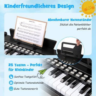 Costway Παιδικό Μίνι Ψηφιακό Πιάνο 25 Πλήκτρων με Ρυθμιζόμενη Ταχύτ...