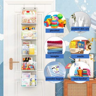 BAKAJI  Πολυεπίπεδος Οργανωτής Πόρτας με 5 Ράφια Εξοικονόμησης Χώρο...