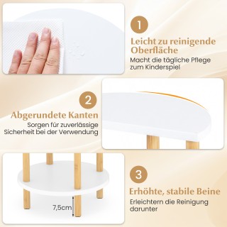 Costway Σετ 2 Στρογγυλά Βοηθητικά Τραπεζάκια 3 Επιπέδων από Μπαμπού...