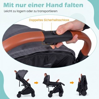 Costway Αναδιπλούμενο παιδικό καρότσι ταξιδιού γκρι με κάλυμμα βροχ... Costway Αναδιπλούμενο παιδικό καρότσι ταξιδιού γκρι με κάλυμμα βροχ...