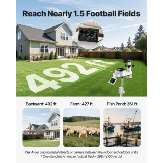 VEVOR 7-σε-1 Wi-Fi Μετεωρολογικός Σταθμός με Εφαρμογή, Οθόνη VA 190... VEVOR 7-σε-1 Wi-Fi Μετεωρολογικός Σταθμός με Εφαρμογή, Οθόνη VA 190...