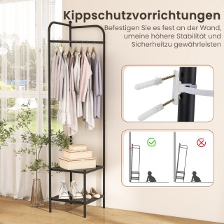 Costway Μεταλλική Γωνιακή Κρεμάστρα Ρούχων με Άγκιστρα - Μαύρη HU11...