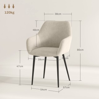 HOMCOM Σετ 2 Σκανδιναβικές Καρέκλες Τραπεζαρίας με Καμπυλωτά Μπράτσ...