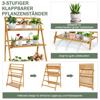 Costway Πολυλειτουργική Αναδιπλούμενη Βάση Φυτών 3 Επιπέδων από Μπα... Costway Πολυλειτουργική Αναδιπλούμενη Βάση Φυτών 3 Επιπέδων από Μπα...