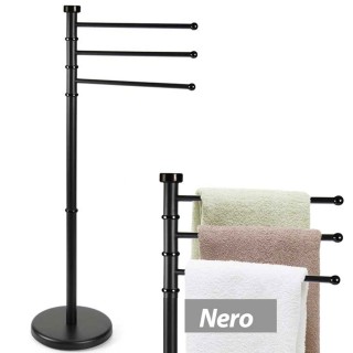 BAKAJI Βάση Πετσέτας Μπάνιου Μιλάνο με 3 Βραχίονες σε Μαύρο Μέταλλο...