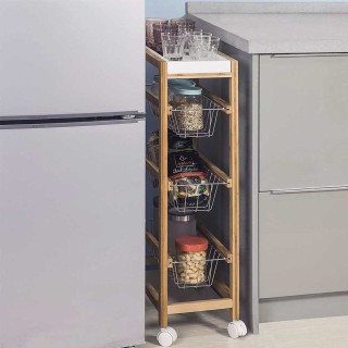 BAKAJI Καρότσι Κουζίνας Λεπτό Εξοικονόμησης Χώρου Ξύλο Μπαμπού 4 Ρ... BAKAJI Καρότσι Κουζίνας Λεπτό Εξοικονόμησης Χώρου Ξύλο Μπαμπού 4 Ρ...