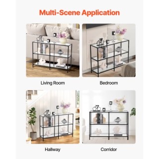 VEVOR Τραπεζάκι Γυαλιού με Μεταλλικό Σκελετό, Μαύρο, Τριών Επιπέδων...