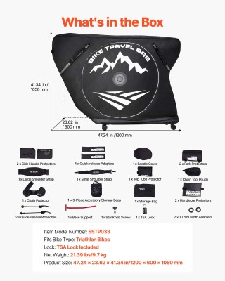 VEVOR Τσάντα Μεταφοράς Τριάθλου με Κλειδαριά TSA & Διπλό Φερμουάρ Z...