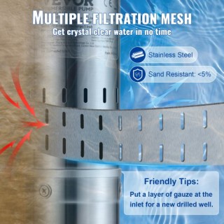 Υποβρύχια Αντλία VEVOR 550W, 230V, 35L/min, 108m, Ανοξείδωτη, IP68 ...