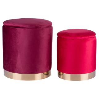 Galileo Σετ 2 σκαμπό αποθήκευσης από ύφασμα με υφή βελούδου με χρυσ...