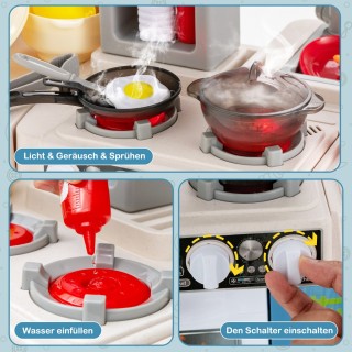 Costway Παιδική Κουζίνα με Νερόμυλο και 67 Αξεσουάρ - Μπλε Πλαστική...