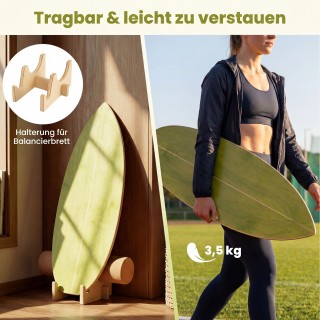 Costway Ξύλινη Σανίδα Ισορροπίας για Ενήλικες με Ρολό από Φελλό Πρά...