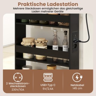 Costway Καροτσάκι αποθήκευσης 13 εκατοστών, 4 επιπέδων, σε μαύρο χρ...