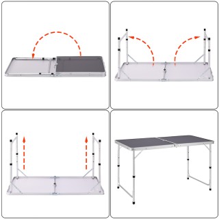 BAKAJI  Πτυσσόμενο τραπέζι κάμπινγκ πικνίκ με ρυθμιζόμενο ύψος, γκρ...