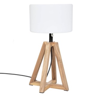 Atmosphera Ξύλινο Πορτατίφ με Ντουί E14, Λευκό Καπέλο και Μπεζ Βάση...