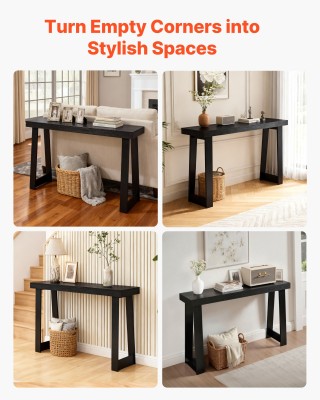 VEVOR Μαύρο Ξύλινο Ορθογώνιο Τραπέζι Κονσόλα 118 cm για Αίθουσα, Κρ...