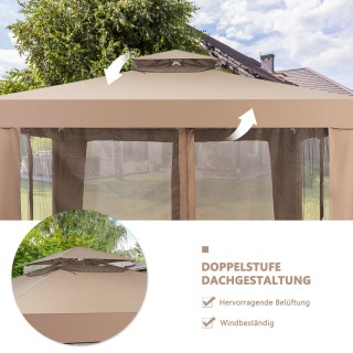 Costway  Ευρύχωρο Περίπτερο Κήπου 3x3μ με Ανθεκτικό Σκελετό και Προ...