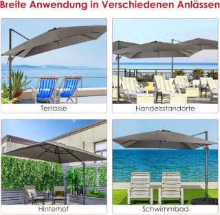 Costway Γκρι Απλό Ampelschirm με 3 Ρυθμίσεις Κλίσης - 300 x 300 x 2... Costway Γκρι Απλό Ampelschirm με 3 Ρυθμίσεις Κλίσης - 300 x 300 x 2...