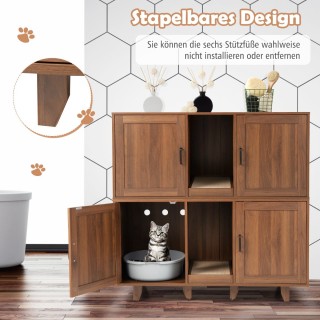 Costway Πολυλειτουργικό Έπιπλο Γάτας με Κρυφή Τουαλέτα και Ξύστρα, ...