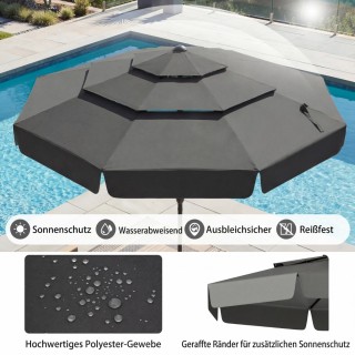 Costway Κεκλιμένη ομπρέλα κήπου 300 εκ. με τριώροφη αεριζόμενη οροφ...