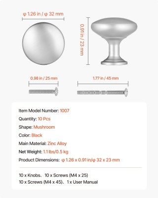 VEVOR Μανιταρόσχημα Νίκελ Πόμολα Ντουλαπιών 28 χιλ. (25 Τεμ.) CJXNJ... VEVOR Μανιταρόσχημα Νίκελ Πόμολα Ντουλαπιών 28 χιλ. (25 Τεμ.) CJXNJ...