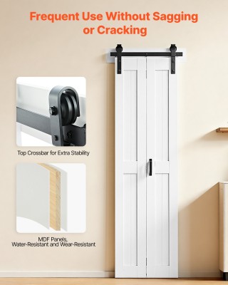 VEVOR Δίφυλλη Πόρτα Αχύρωνας MDF 609x2134mm με Κιτ Τοποθέτησης, Λευ...