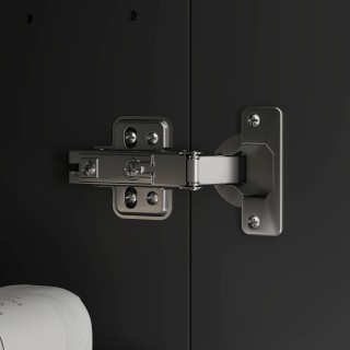 HOMCOM Μαύρο Ντουλάπι Μπάνιου με Καθρέφτη και 2 Ράφια σε MDF, 60x15...