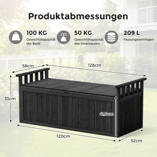 Costway Διθέσιος Ξύλινος Εξωτερικός Πάγκος με Χώρο Αποθήκευσης, Μπρ...