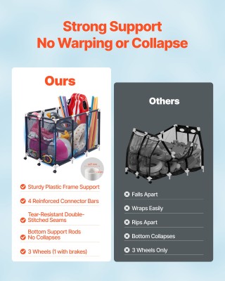 VEVOR Κινητό Καλάθι Αποθήκευσης Πισίνας με Πλαϊνές Τσέπες & Ρόδες, ...