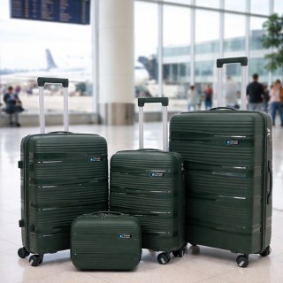 PROVITERA Σετ 4 Σκληρές Βαλίτσες και Νεσεσέρ Ταξιδιού Πράσινο Ελιάς...