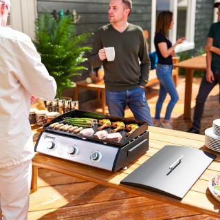 Outsunny Εμαγιέ Ατσάλινη Εστία Αερίου με 3 Καυστήρες Ισχύος 7.5kW, ...