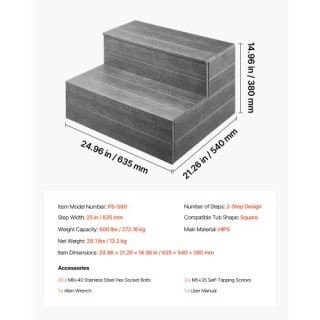 VEVOR Σκαλοπάτι Τζακούζι Διπλής Βαθμίδας σε Γραφίτη Γκρι για Υπαίθρ... VEVOR Σκαλοπάτι Τζακούζι Διπλής Βαθμίδας σε Γραφίτη Γκρι για Υπαίθρ...