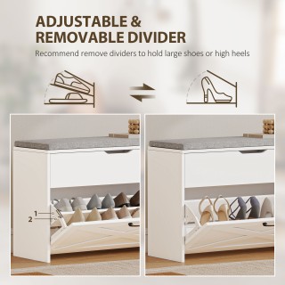 HOMCOM Λευκή Παπουτσοθήκη με Πτυσσόμενο Συρτάρι και Αποθηκευτικό Χώ... HOMCOM Λευκή Παπουτσοθήκη με Πτυσσόμενο Συρτάρι και Αποθηκευτικό Χώ...