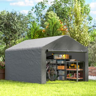 Outsunny Σπιτάκι Κήπου 2x2,4 m Αδιάβροχο, Με Πόρτα Ρολλού και Μεταλ...