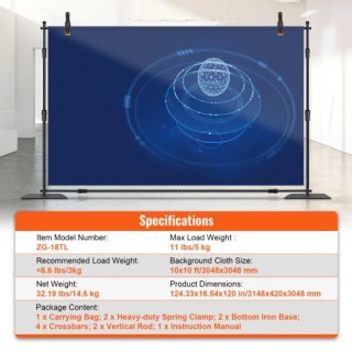 Σετ Σωλήνων & Υφάσματος VEVOR 3x3μ, Βάση Φόντου με Ανθρακοχάλυβα S... Σετ Σωλήνων & Υφάσματος VEVOR 3x3μ, Βάση Φόντου με Ανθρακοχάλυβα S...