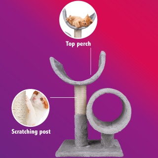 BAKAJI  Ξύστρα Γάτας με Σχοινί από Σιζάλ και Επένδυση από Γκρι Πλού...