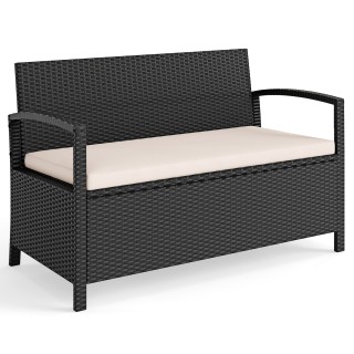 Costway Παγκάκι κήπου από πολυρατάν με αποθηκευτικό χώρο και μαξιλά...
