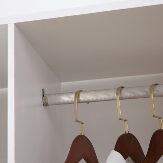 HOMCOM Ντουλάπα με Ροδάκια με 2 Ράβδους και 3 Ανοιχτά Ράφια, από Ξύ...