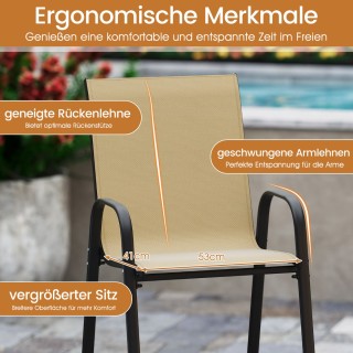 Costway Σετ 2 Σκαμπό Μπαρ με Μπράτσα και Ψηλή Πλάτη (Έως 150 kg) NP...