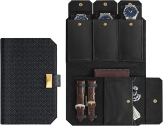 Φορητή Θήκη με Κουμπί για 3 Ρολόγια 2 x 14.5 x 4.5 cm Μαύρο JWB018B...