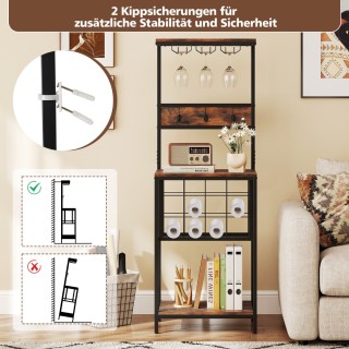 Costway Καφέ Ράφι Κουζίνας με Κρασιέρα, Ράφια, 3 Γάντζους & Κρεμάστ... Costway Καφέ Ράφι Κουζίνας με Κρασιέρα, Ράφια, 3 Γάντζους & Κρεμάστ...