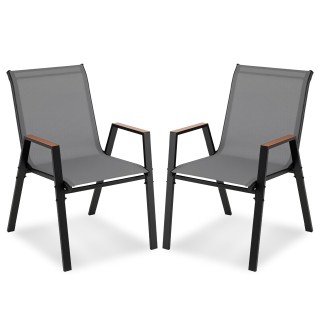 Costway Σετ 2 Στοιβαζόμενες Καρέκλες Κήπου Υψηλής Πλάτης από Αναπνε...