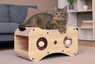 Petsi Ονυχοδρόμιο για γάτες, σπιτάκι/κρεβάτι από χαρτόνι με κρεμαστ...