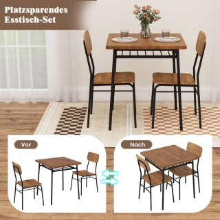 Costway Σετ Τραπεζαρίας με 2 Καρέκλες & Ράφι Αποθήκευσης - Συμπαγής...