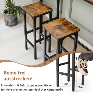 Costway  Σετ 2 Σκαμπό Μπαρ με Υποπόδιο έως 150 κιλά Ρουστίκ Καφέ 30...