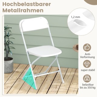 Costway Σετ 4 Μεταλλικές Πτυσσόμενες Καρέκλες με Πλαστικό Κάθισμα &...